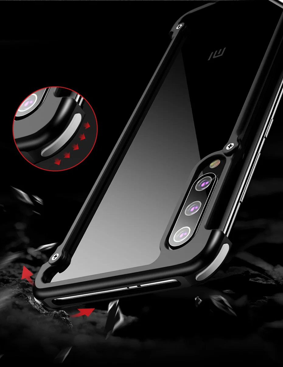 OATSBASF металлический чехол с подушкой безопасности для XiaoMi9 металлический бампер 360 полный защитный чехол для Xiaomi9