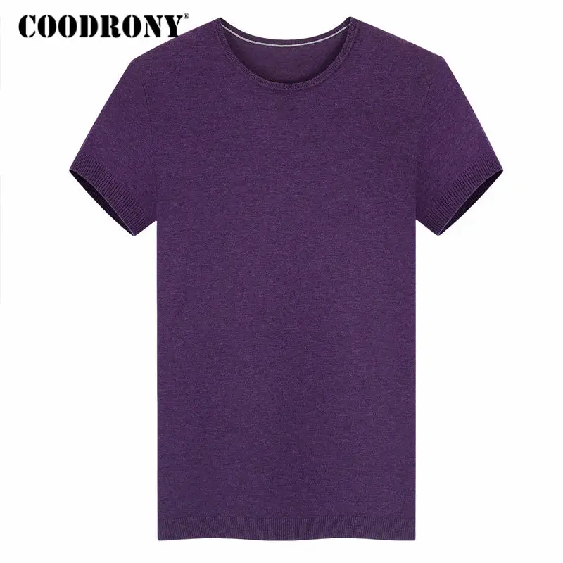 COODRONY, мужской свитер с коротким рукавом, Осень-зима, кашемировый пуловер, мужской свитер из мериносовой шерсти, Мужской Повседневный пуловер с круглым вырезом, Homme 341