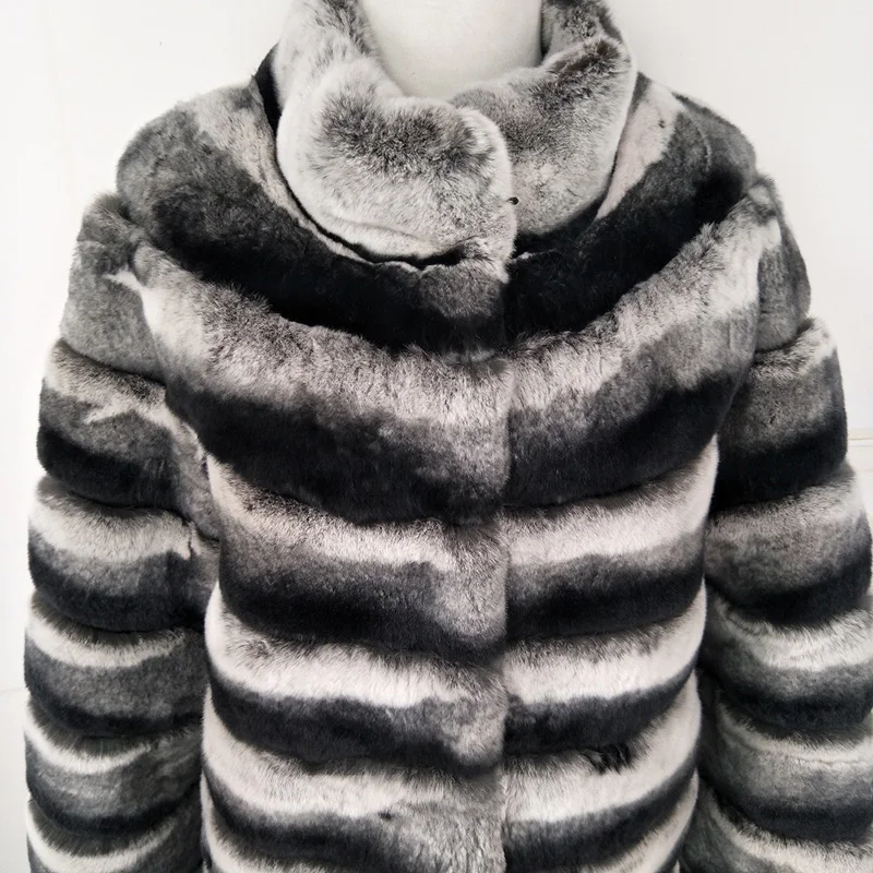 FURSARCAR Thick Winter Real Fur Coat Women Natural Rex Rabbit Fur Jacket With Fur Collar wholesale 2021 New Luxury Winter Fur