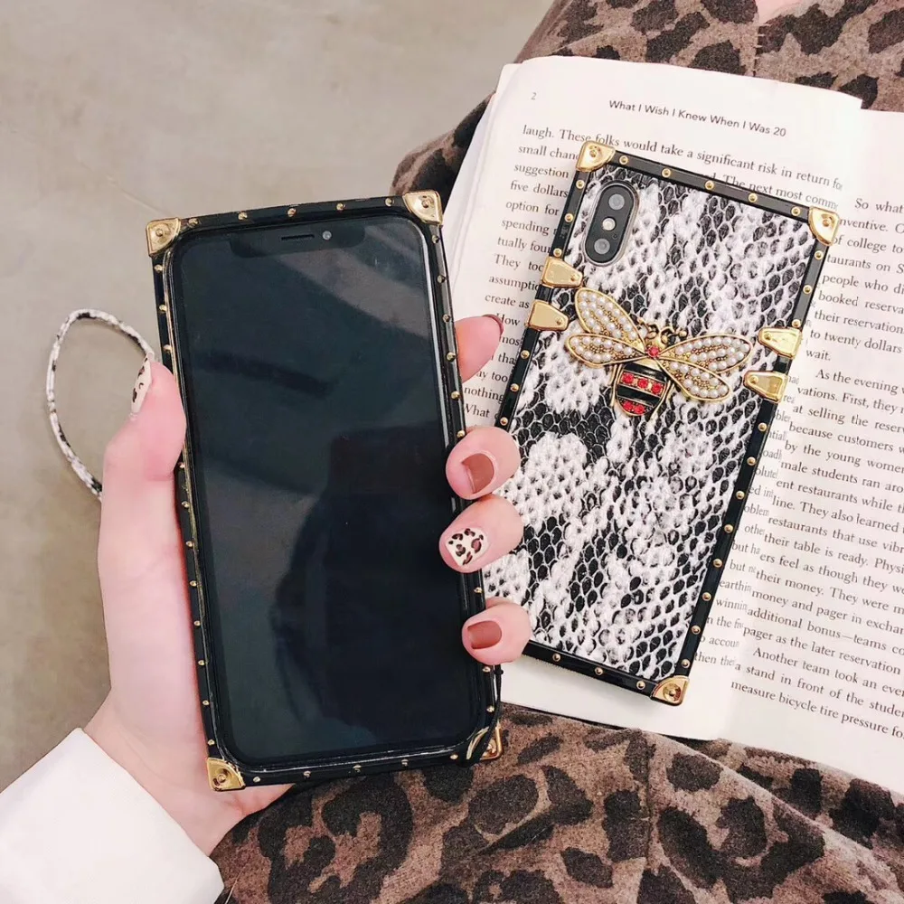 Роскошный блестящий чехол с рисунком пчелы змеи для Apple iPhone Xs Max XR 8 7 7P 6S Plus X задняя