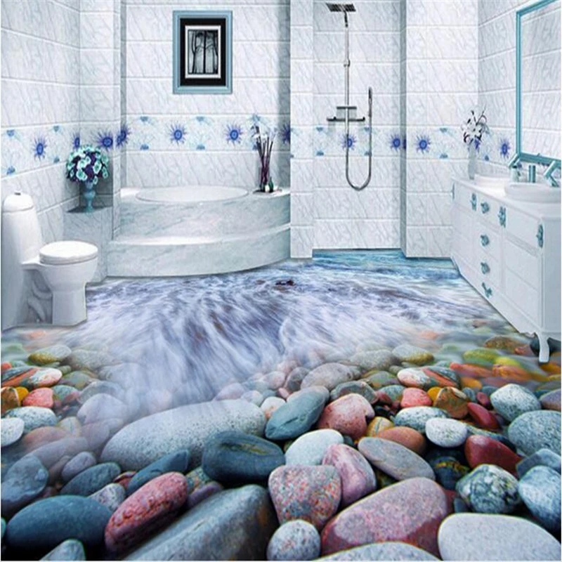 3D галька волна пола плитка декоративная живопись на заказ пол водонепроницаемый