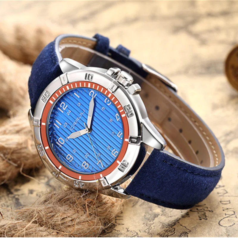 CRRJU Top Brand Luxury Sport Wrist Watch Men's Quartz Clock Leather Strap Waterproof Men Reloj Hombre | Наручные часы