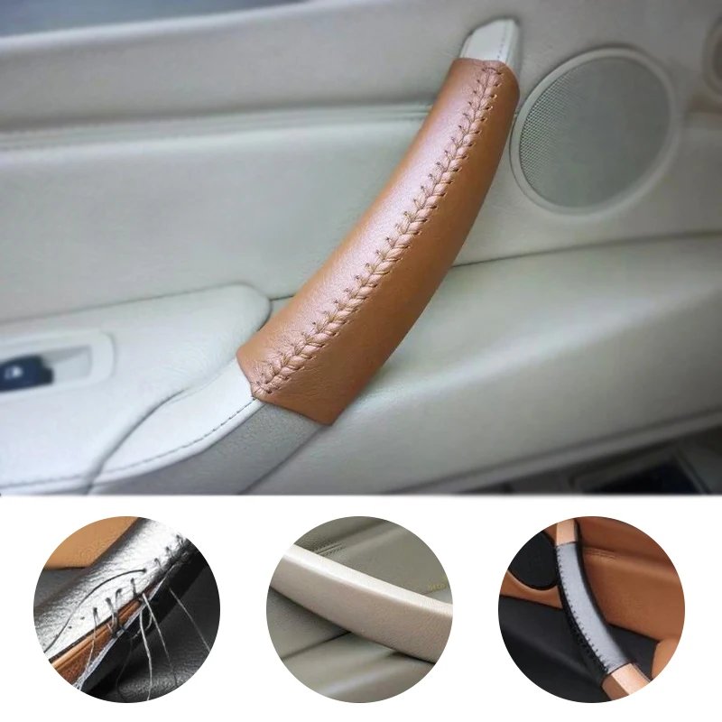 

Cow Leather Hand Sewing Door Handle Cover Decoration Trim For BMW X5 E70 X6 E71 2007 2008 2009 2010 2011 2012 2013