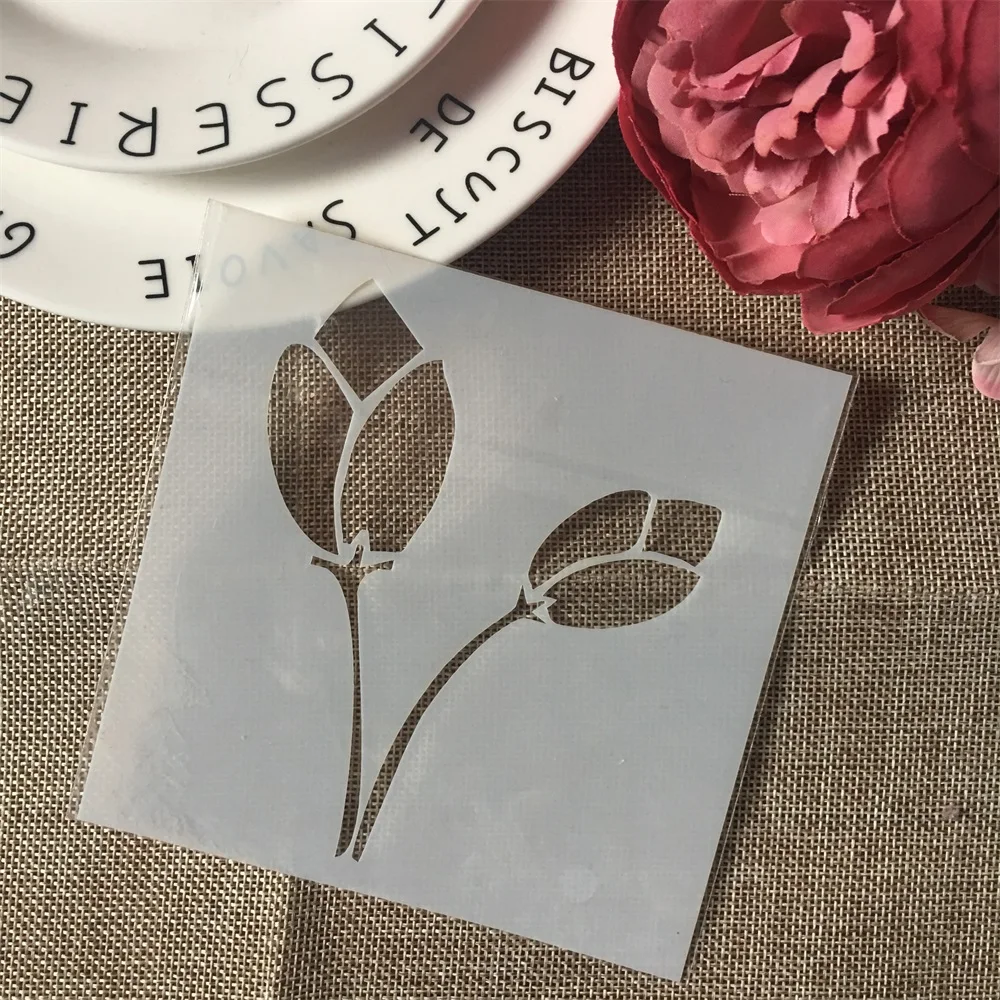 1 шт. 13 см цветок тюльпан DIY Craft трафареты для рисования стен искусственная