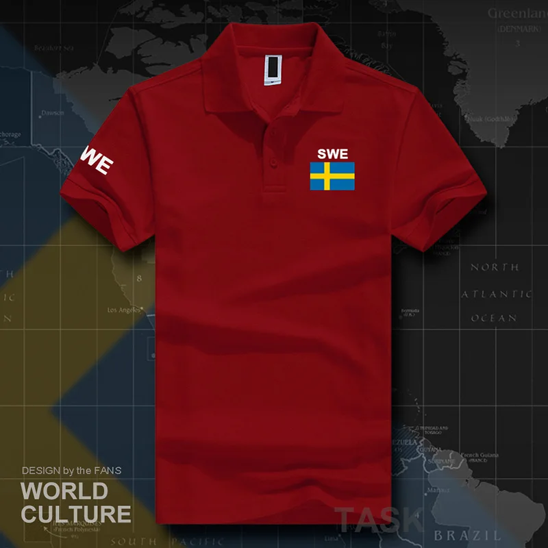 Шведский свитер-поло Sverige мужские рубашки с коротким рукавом белые брендовые