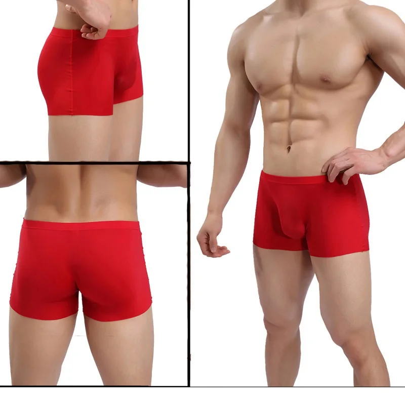 Mens Ice Silk Boxers Breathable Transparentes men UnderMear Boxer Sexy Homme Jockstrap Gay Fetish Homens One-Piece Shorts | Мужская