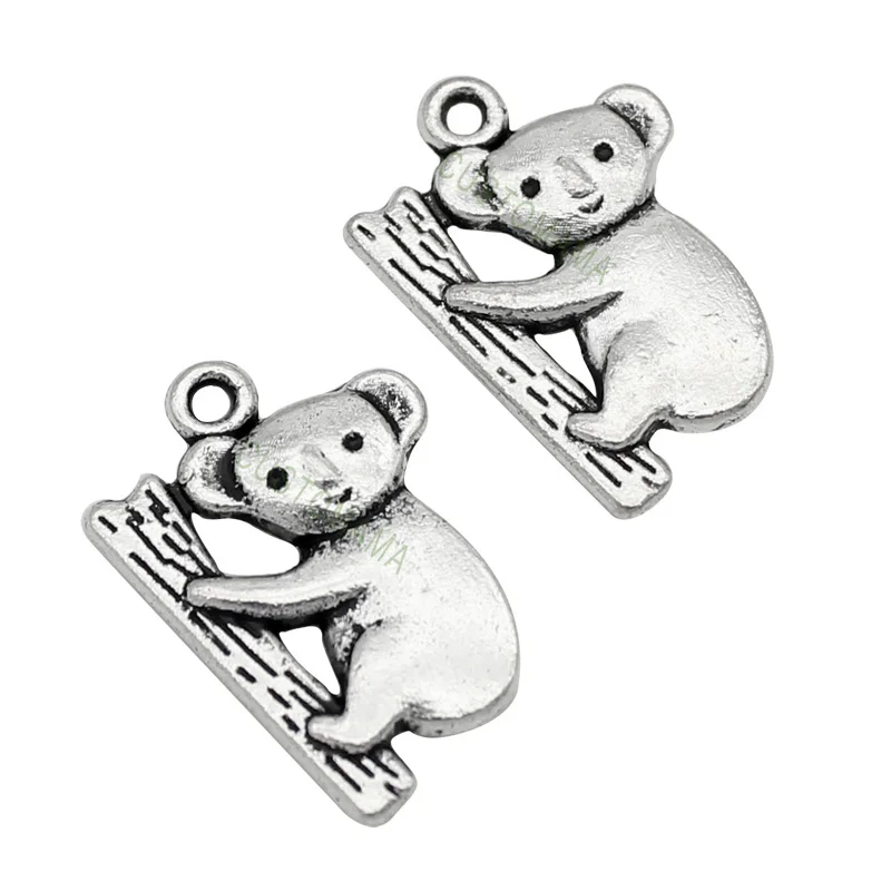 

50pcs-Antique Silver Koala Bear Charms 20x14mm