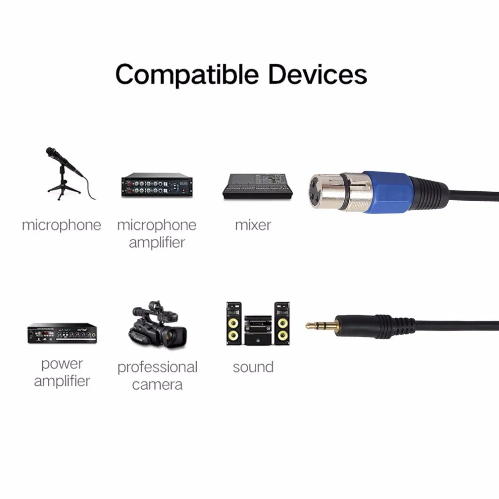 3 Pin XLR Female To Right Angle 1/8&quot 3.5mm Stereo Jack Mic Audio Cord Cable Oxygen-Free Copper Microphone |