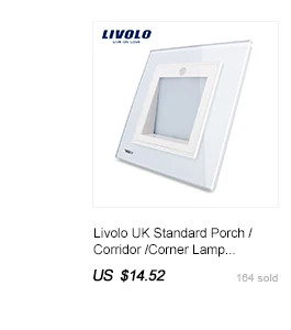 Livolo UK standard 2 банды 2way дистанционный домашний настенный светильник, белая кристальная стеклянная панель, VL-C302SR-61, без пульта дистанционного управления