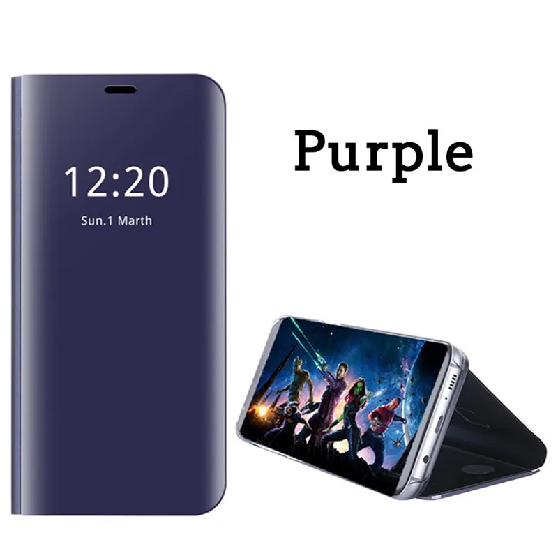 Purple Зеркало Флип кожаный чехол для samsung Galaxy M10 M20 M30 A10 A20 A30 A40 A40S A50 A60 A70 A80 A90 с умным окном на заднюю панель для телефона - Цвет: Purple