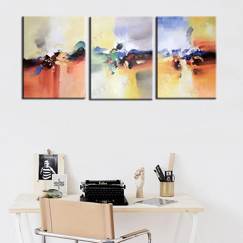 MYT Large Handpainted 3 PCS As 1 Set Landscape Oil Painting On Canvas Wall Art Pictures For Living Room Home Decor | Дом и сад