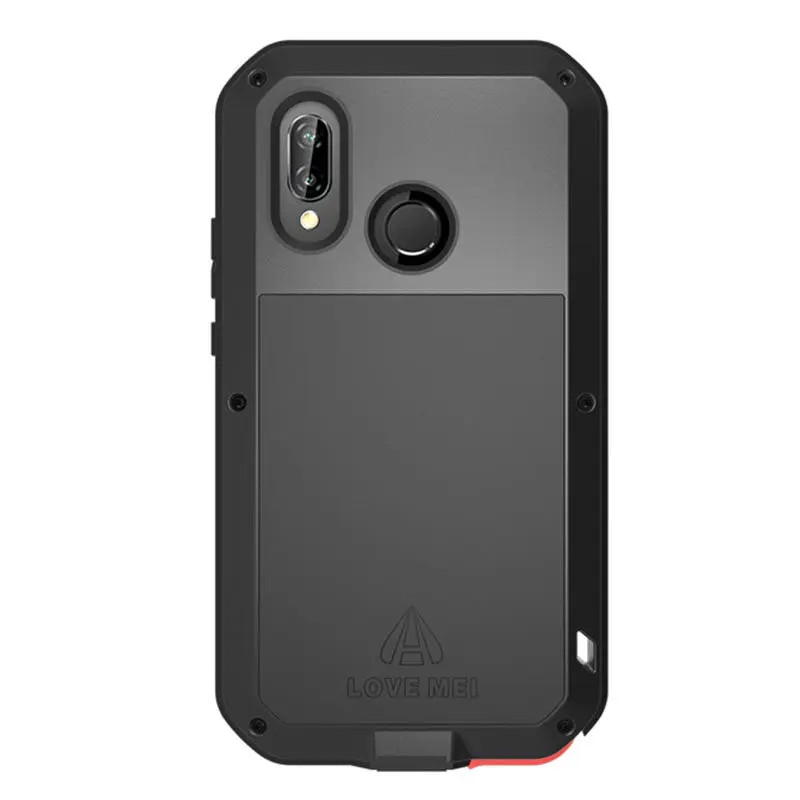 Для Huawei P20 lite Lovemei алюминиевый металл + стекло Gorilla Shock Drop водонепроницаемый чехол