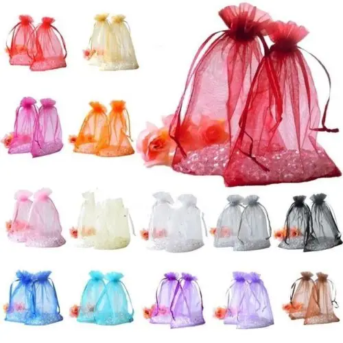 25Pcs /Lot Mesh Sheer Organzar Wedding Party Favor Gifts Candy Storage Bags Jewelry Pouches Drawstring Bag Container Organizer | Дом и сад