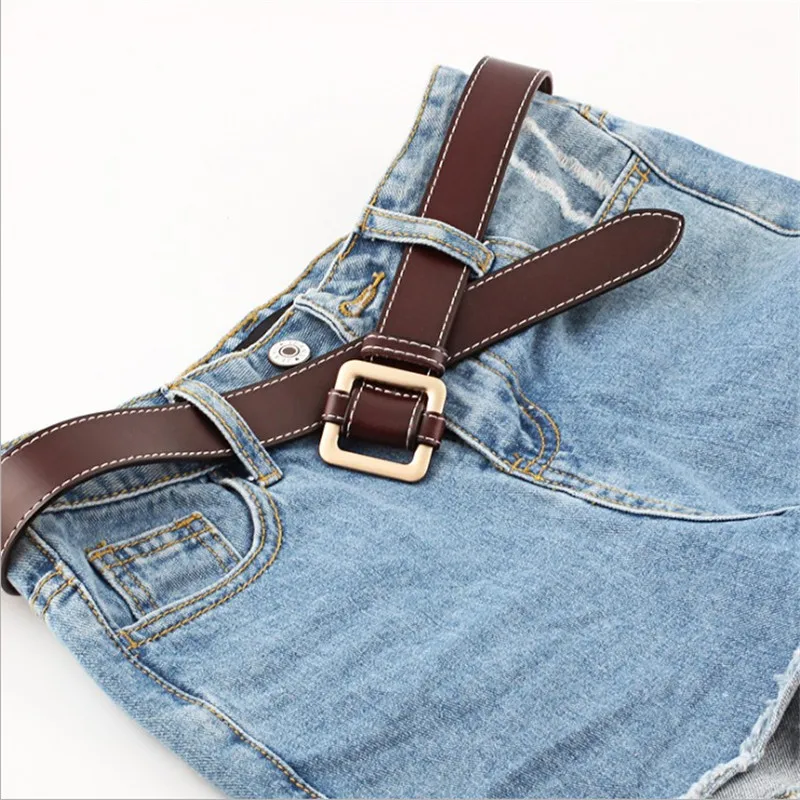 Black White Red Tan Wide Genuine Cowhide Leather Waist Strap Belt Women Gold Square Buckle Woman Belts for Jeans Waistbands | Аксессуары
