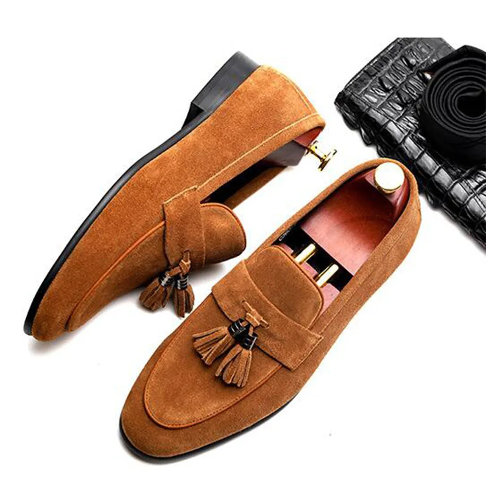 Sipriks Cow Suede Tassels Loafers Mens Topside Casual Flats Dark Blue Slip On Sneakers Soulier Homme Sepatu Pantofel FelIx | Обувь