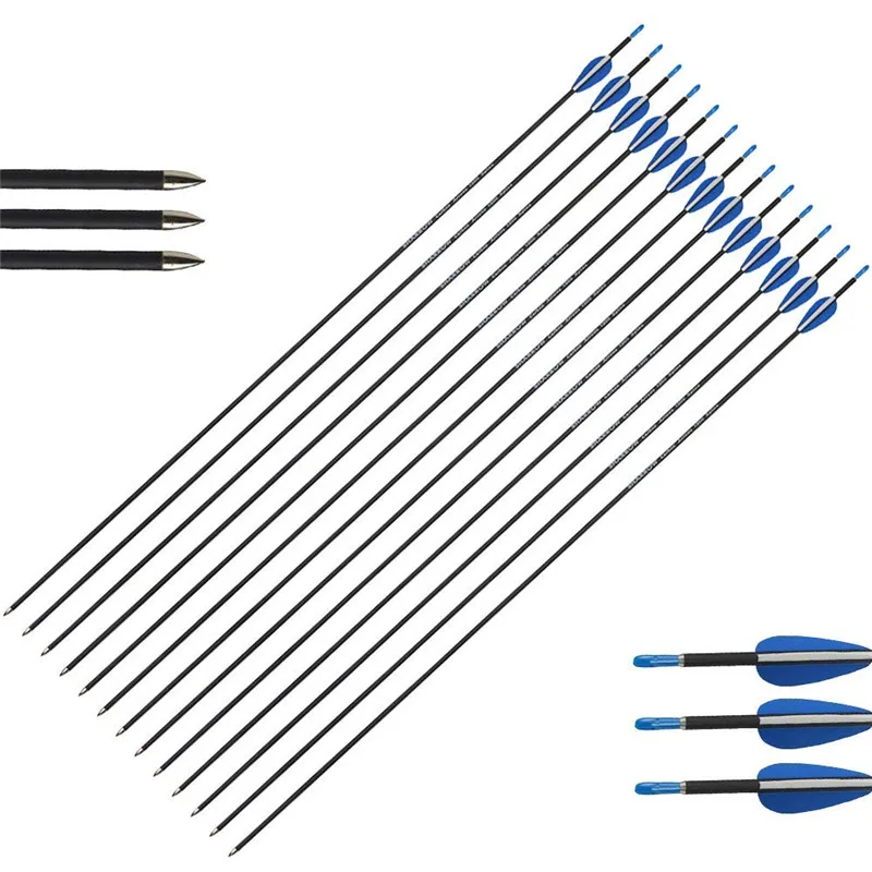 12/24Pcs 32&quot Archery Carbon Arrows Spine 1200 Target Points Practice Compound Recurve Bow Outdoor Hunting Shooting Accessories | Спорт и