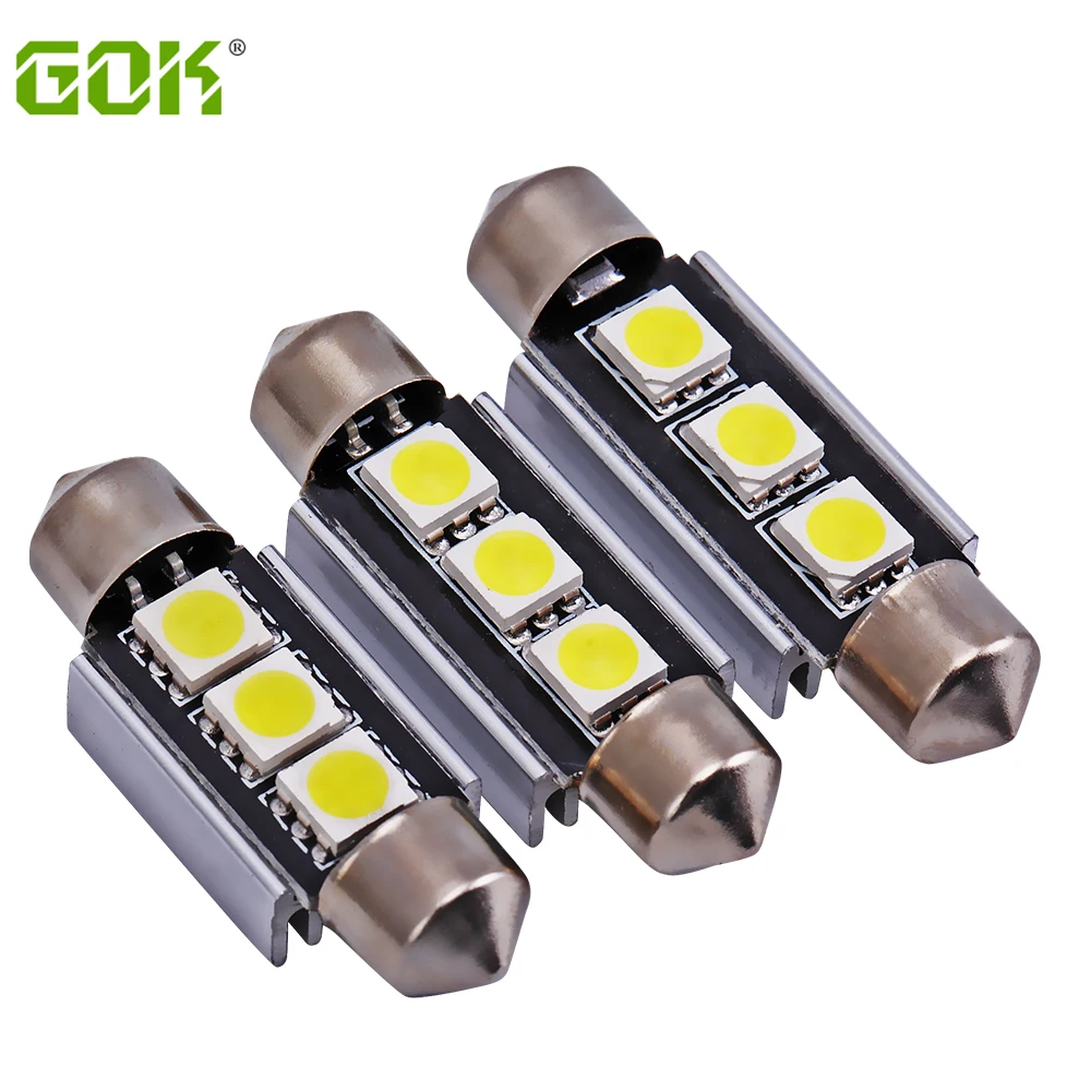 

400pcs/lot Canbus led festoon 3smd 36mm 39mm 41mm 5050 smd 3led Car led dome light License Plate Light LED Festoon Light Bulb
