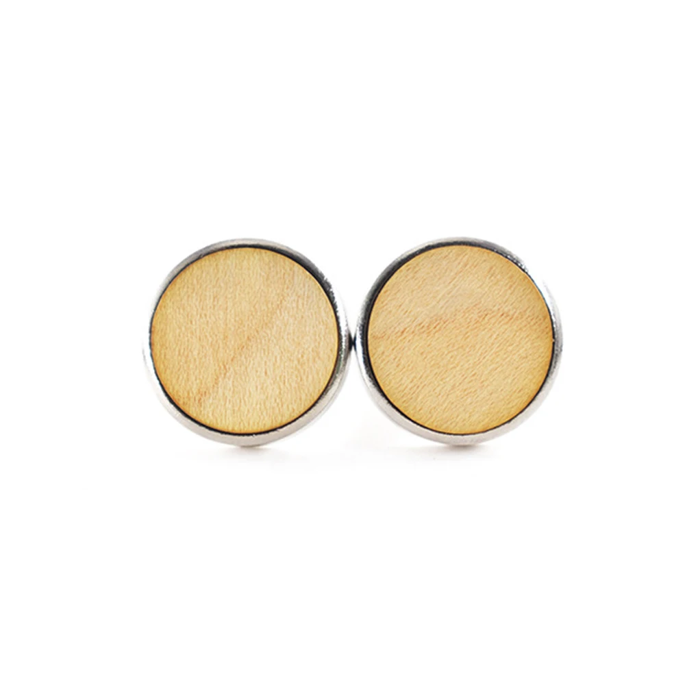 Большие круглые запонки из цельного дерева черного ореха кленового Модные Ретро