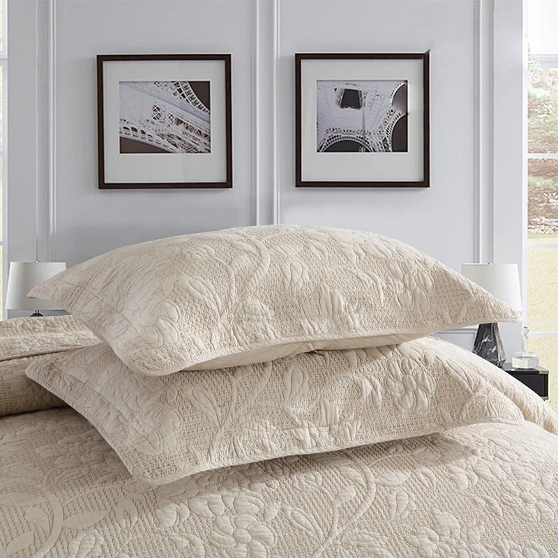 للبيع القطن المفارش لحاف مجموعة 3 قطعة مطرزة لحاف الصلبة غطاء السرير مبطن غطاء السرير المخدة الملك حجم الفراش بطانية على السرير