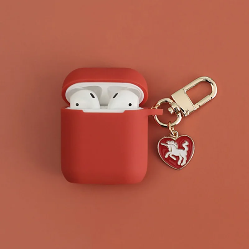 Милый Фиолетовый Unicorm кулон для Apple airpods беспроводной кейс для bluetooth-гарнитуры наушники силиконовый чехол для девочки чехол против потери