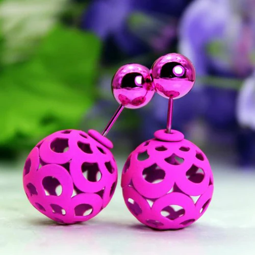 Серьги с искусственным жемчугом уникального дизайна двойные полые шарики серьги