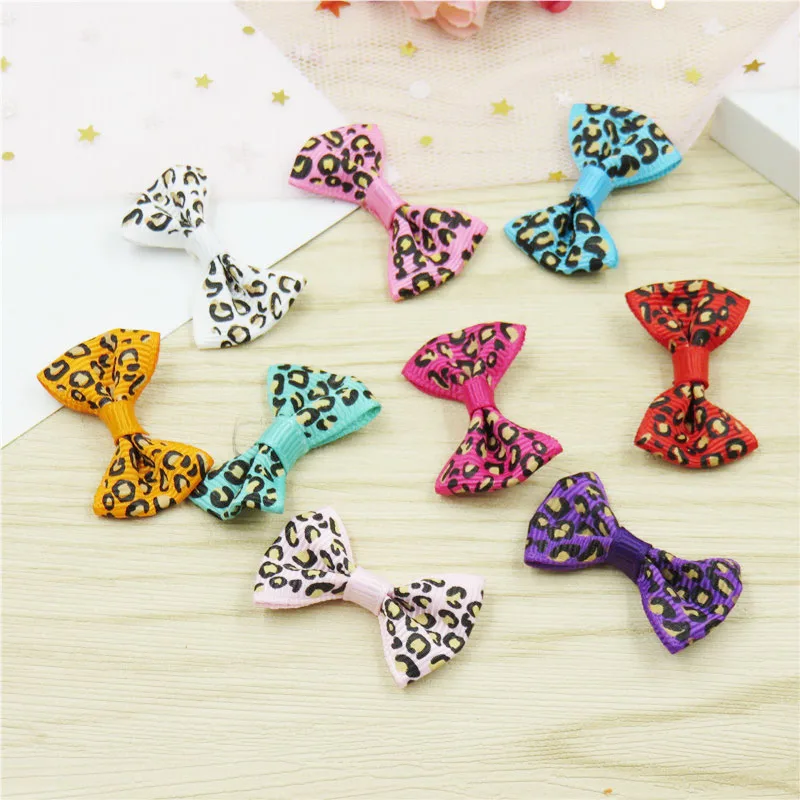 2 шт./лот заколка для волос с леопардовым принтом и маленькими бантами девочек