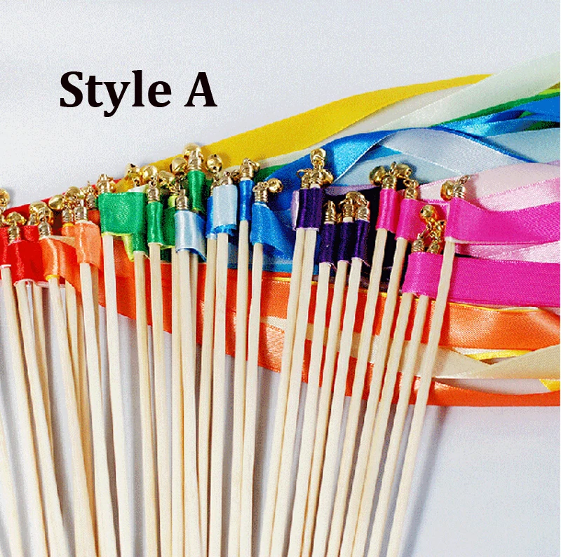 Бесплатная доставка 50 шт./лот разноцветные свадебные палочки с лентами волшебные