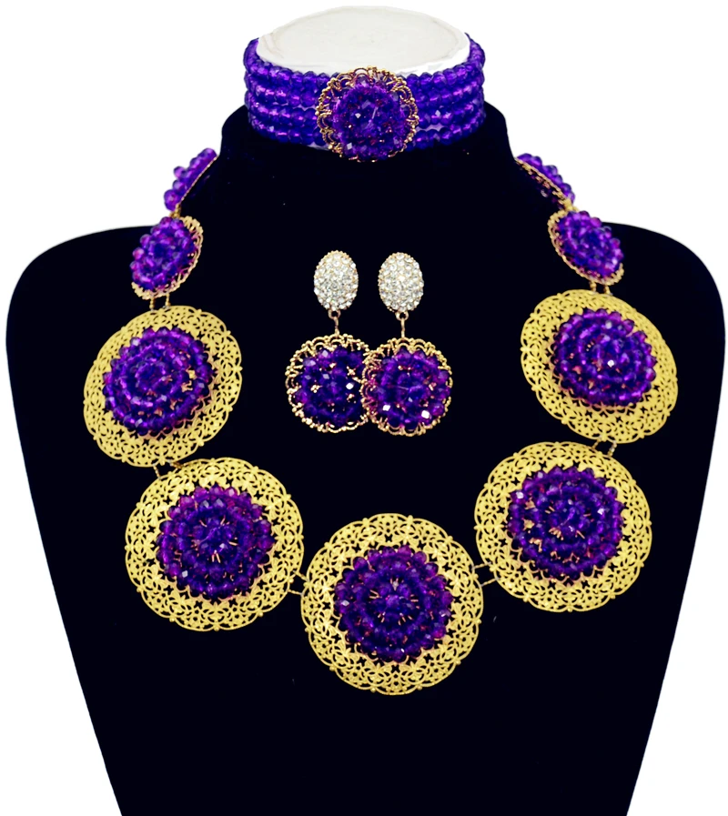 Модный комплект ювелирных изделий из нигерийских и африканских свадебных бусин