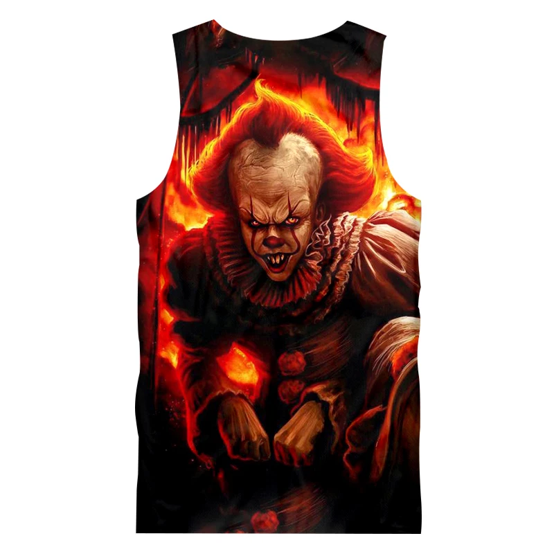 Летний мужской жилет OGKB майка с 3D принтом в виде пламенного Джокера Стильная