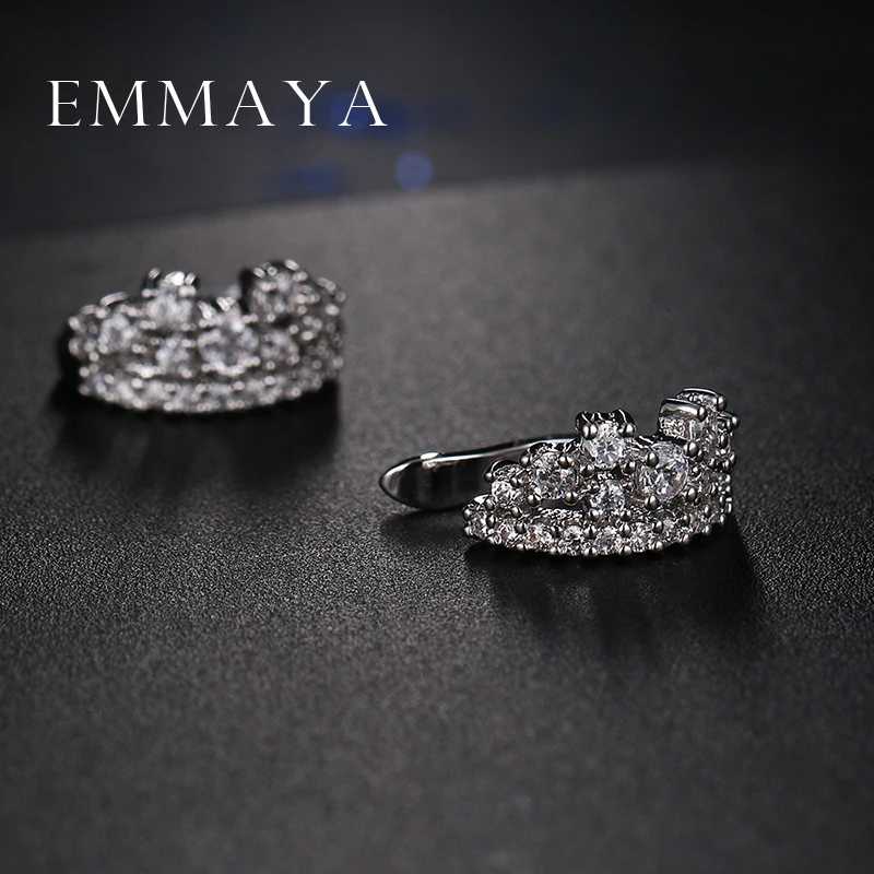 Emmaya дешевые Клипсы Серьги для женщин модные аксессуары белые кристаллы стразы