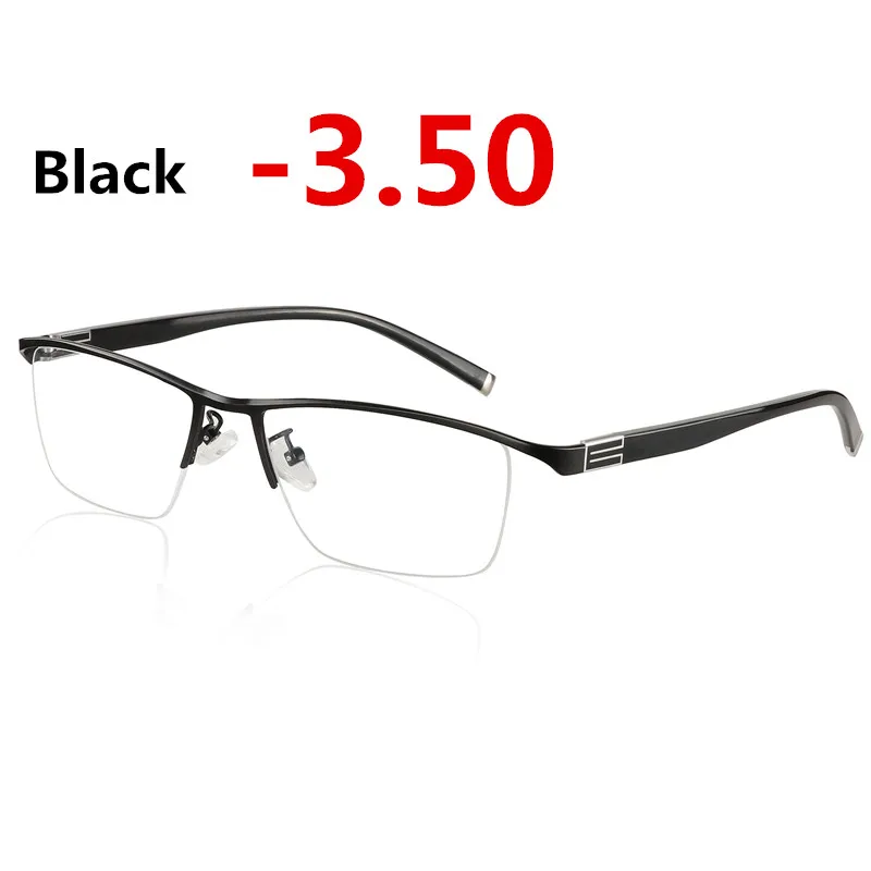 Black -3.50 Титановый сплав солнцезащитные фотохромные очки для близорукости оптические мужские очки по назначению очки оправа Половина обода очки с диоптриями очки-1-2-3-4 - Цвет оправы: Black -3.50