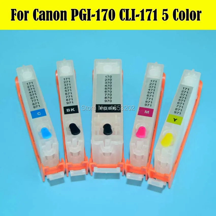 5 шт./лот 170 171 PGI170 CLI171 чернильный картридж с дугой чип для Canon PIXMA MG5710 MG6810 принтер|ink
