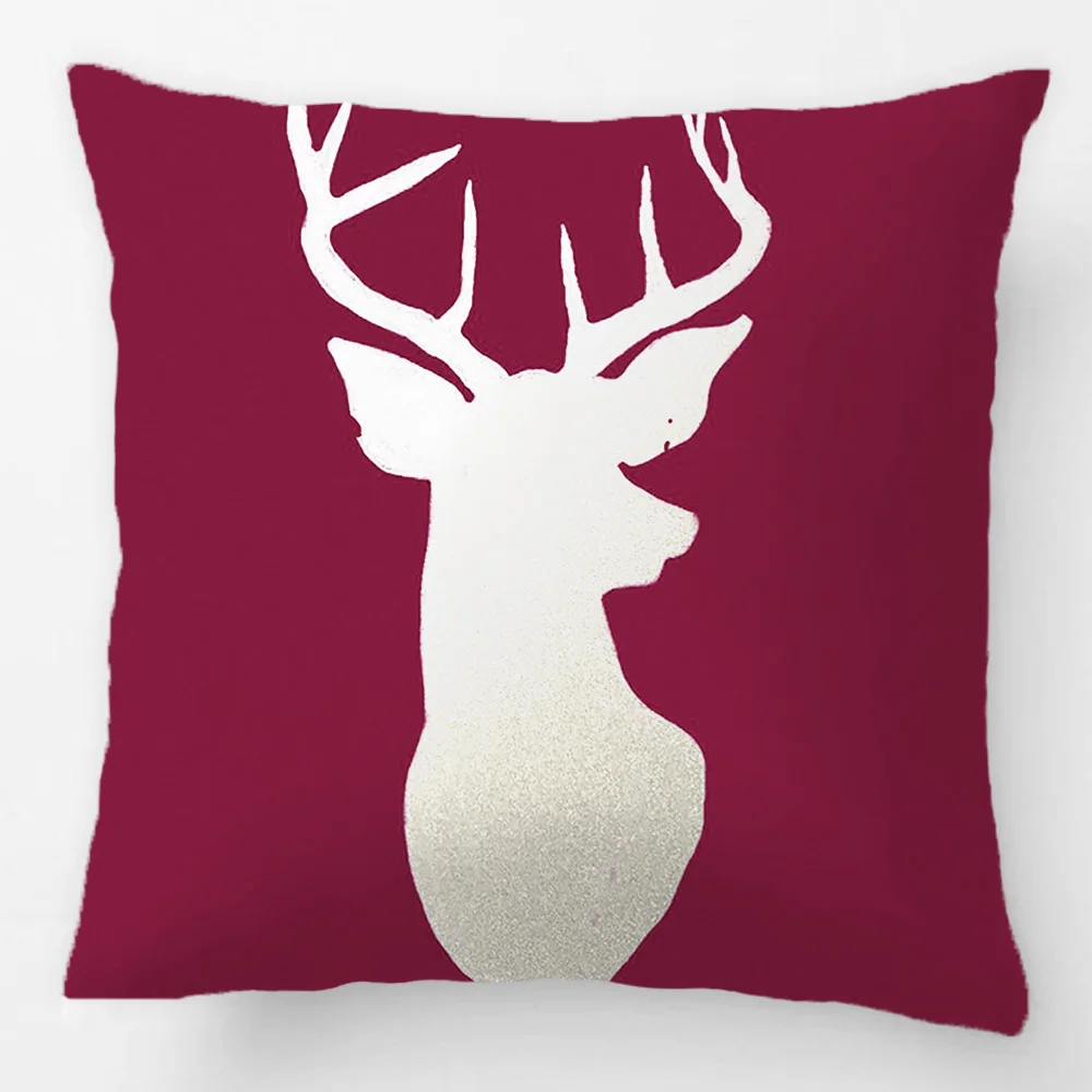 

Silver Reindeer Antler Modern Silhouette Red Throw Pillow Case Decorative Cushion Cover Pillowcase Customize Gift For Sofa Seat