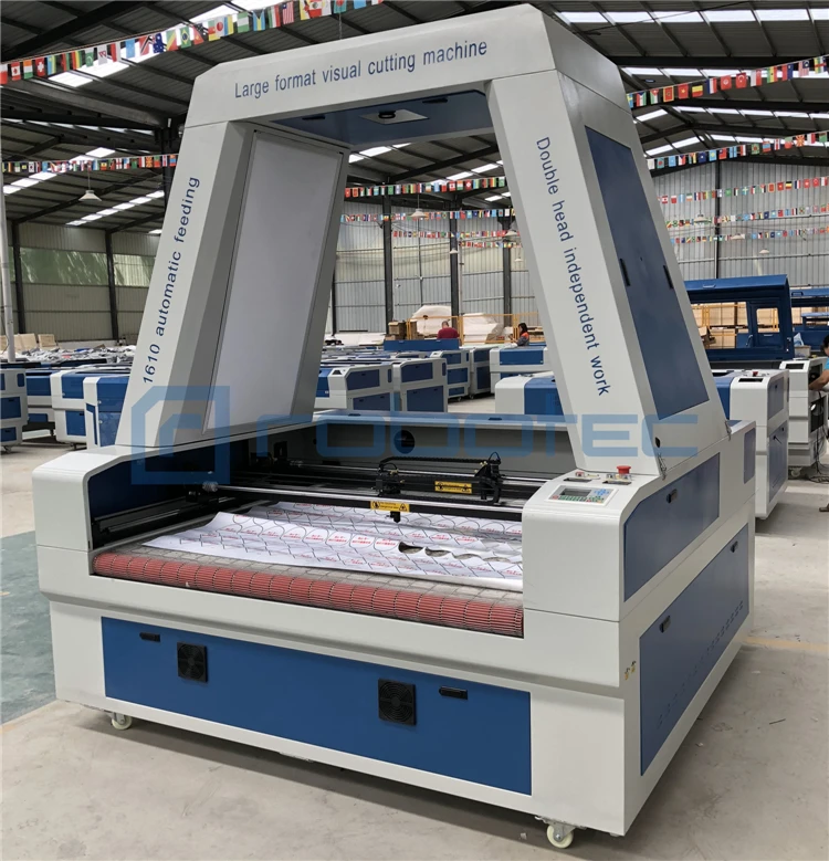 Автоматическая подача двойной головки CCD Co2 Cnc лазерная режущая машина для