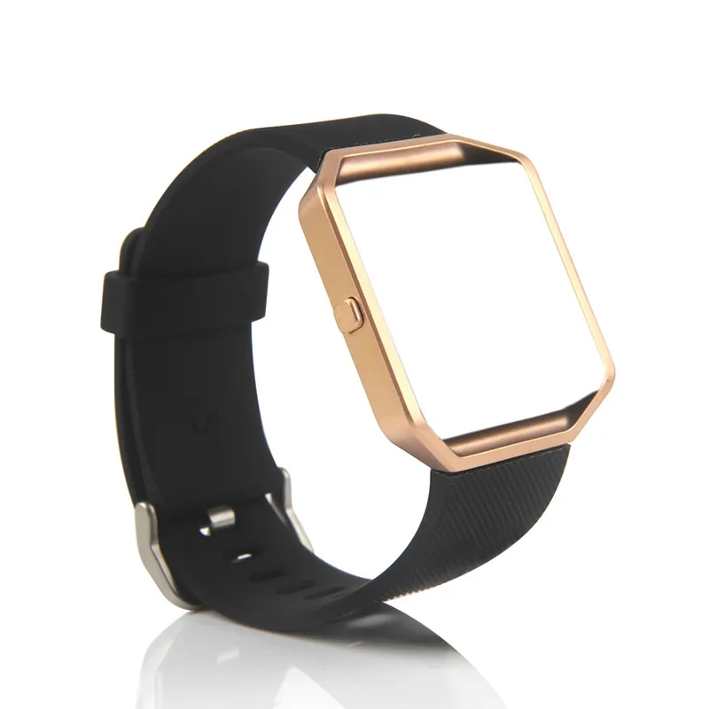 Black Браслет Bemorcabo для Fitbit Blaze, силиконовый браслет, сменный ремешок с рамкой из розового золота для Fitbit Blaze, умные фитнес-часы - Цвет ремешка: Black