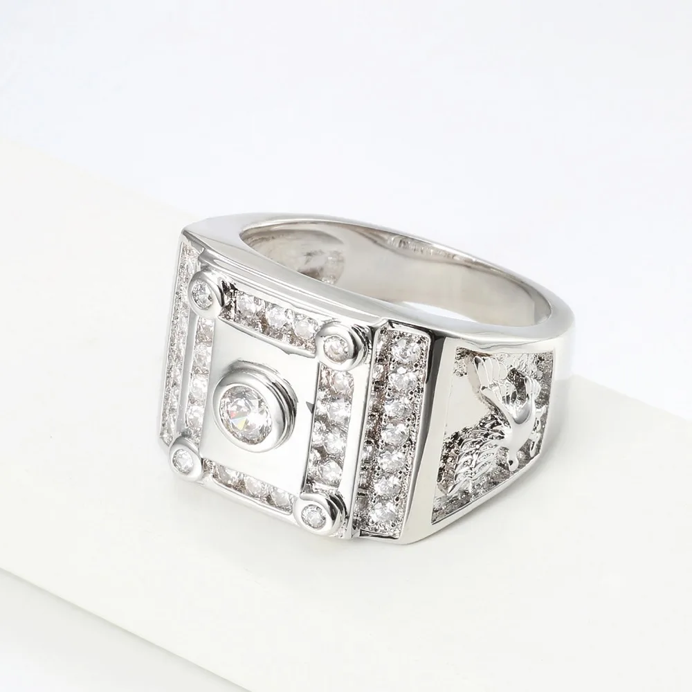 VANAXIN Мужские кольца в форме камеры стиле панк золотого цвета с родиевым покрытием