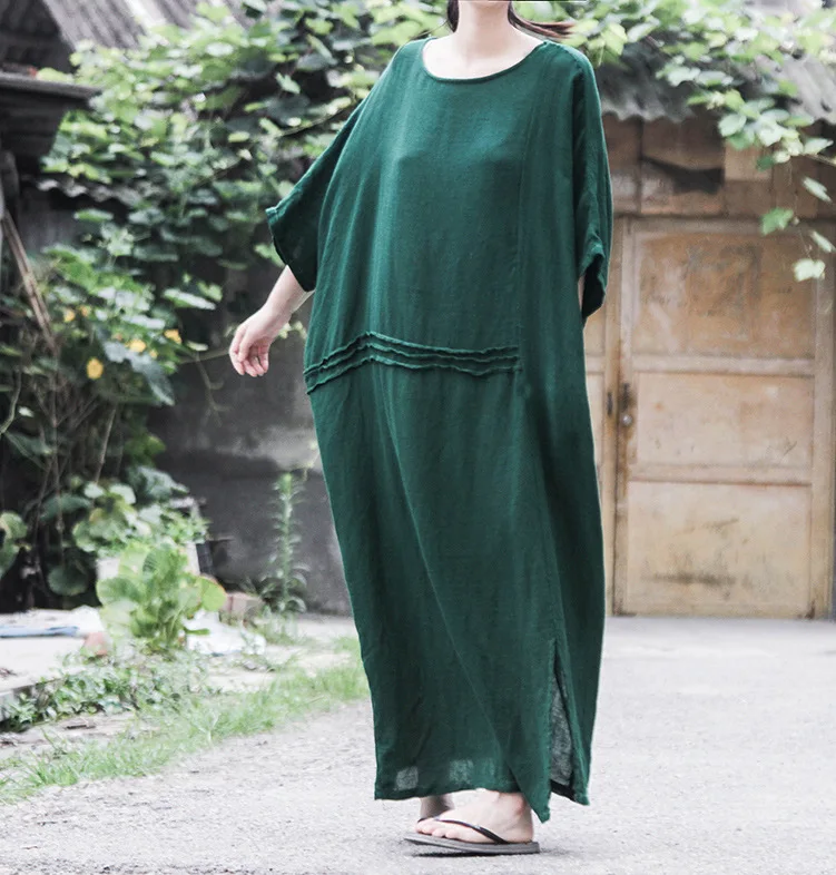 Qaturalan Для женщин Винтаж Макси платье Лето 2017 г. Новый рукав летучая мышь