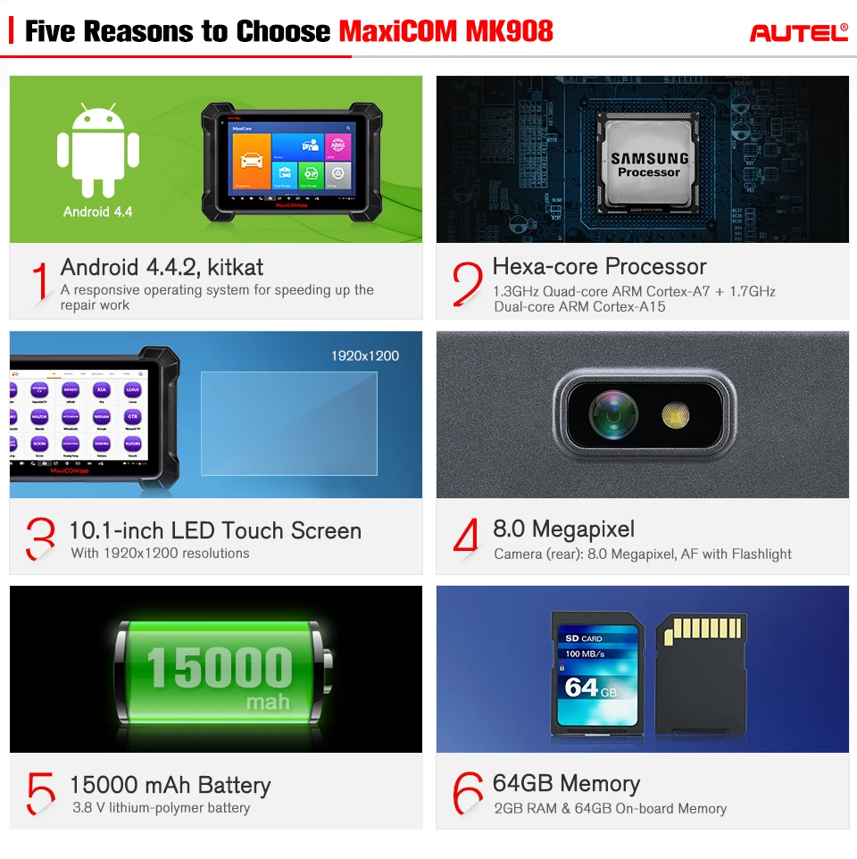 Autel MaxiCOM MK908 автоматический диагностический сканер расширенный полный системы ECU кодирования инструмент