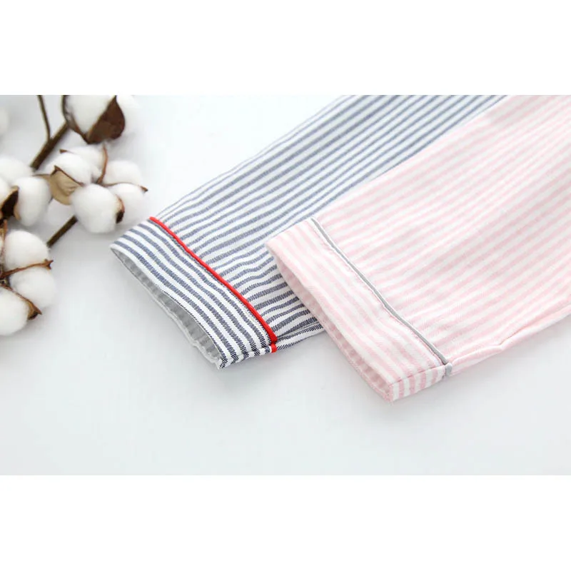 Женская пижама с длинным рукавом Хлопковая в полоску Повседневная Домашняя