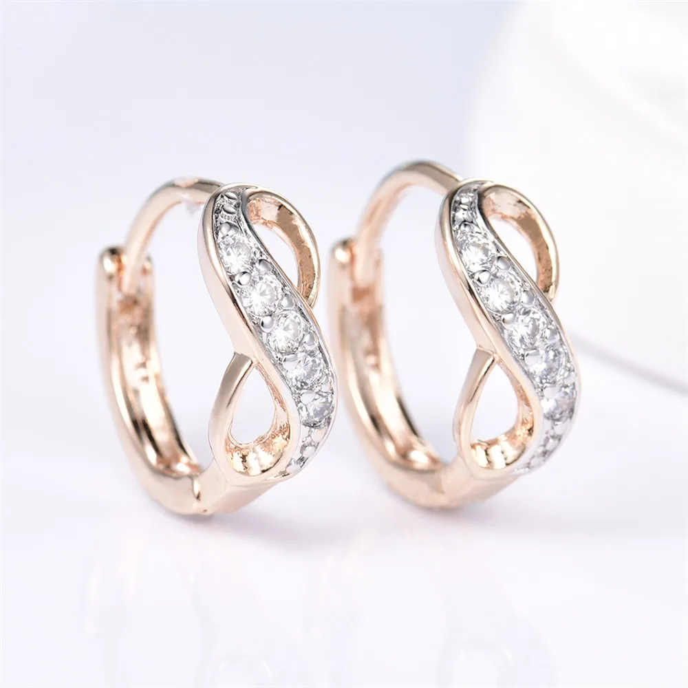 Женские серьги кольца MOLIAM Infinity белые с кристаллами из кубического циркония и