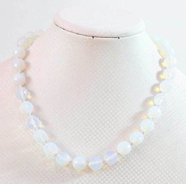 Hot sell -Popular 12mm Round Faceted Sri Lanka Moonstone Necklace 18 '' -Bridal jewelry free shipping | Украшения и