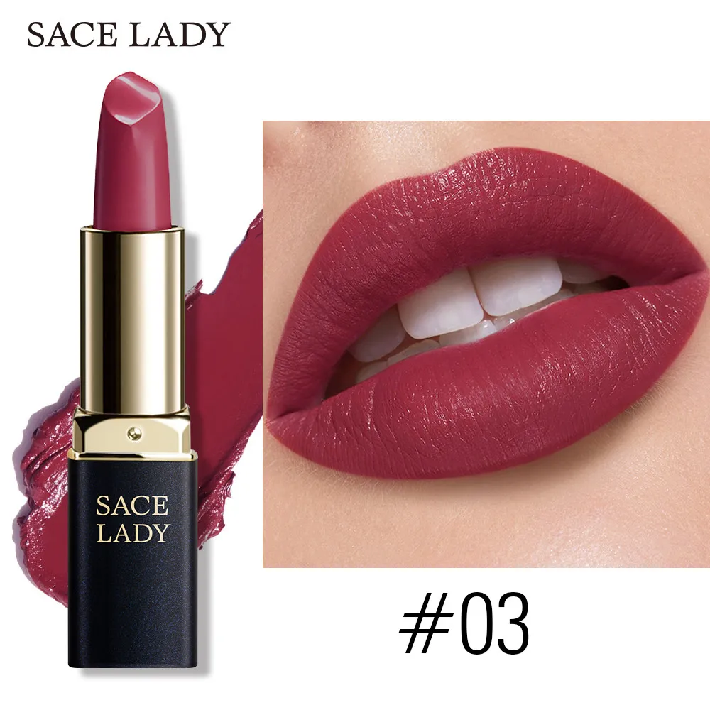 03 SACE LADY 18 цветов Шелковистые матовые Помада Макияж Водонепроницаемый телесный бархатная губная помада макияж Гладкая Высокая пигментированная текстура косметика - Цвет: 03