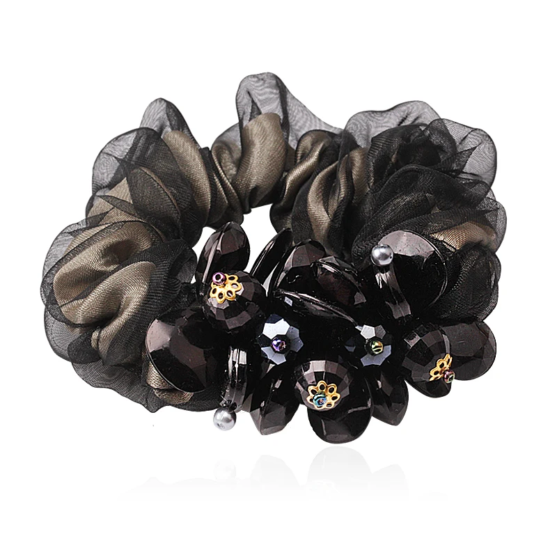 Женская резинка для волос M MISM эластичная с цветком и стразами - купить по