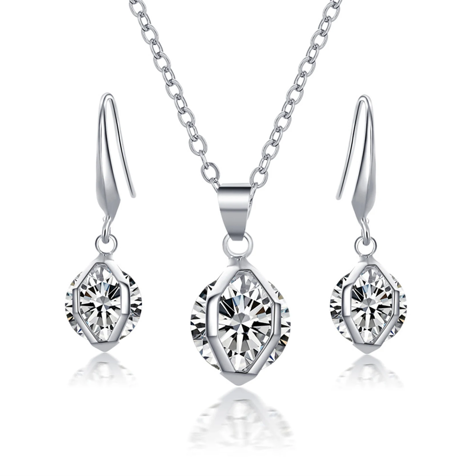 Женский комплект ювелирных изделий серьги с фианитом модный аксессуар для