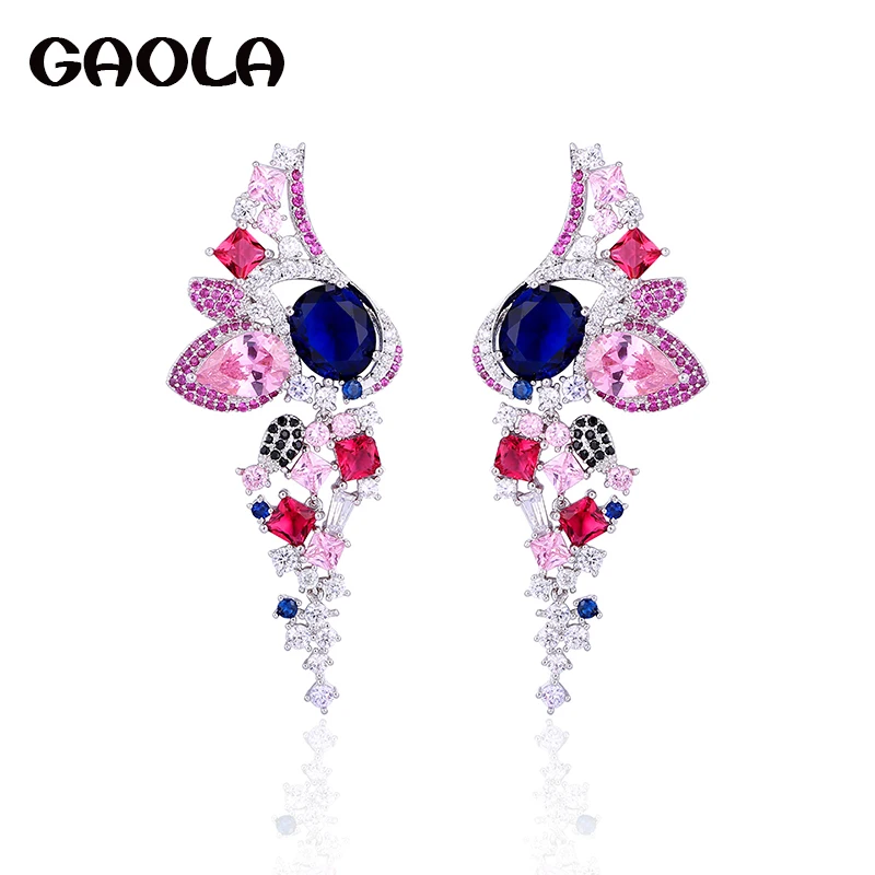 

GAOLA Women Jewelry Colorful Butterfly Dangle Earring Cubic Zirconia Long Earrings For Girls GLE6544