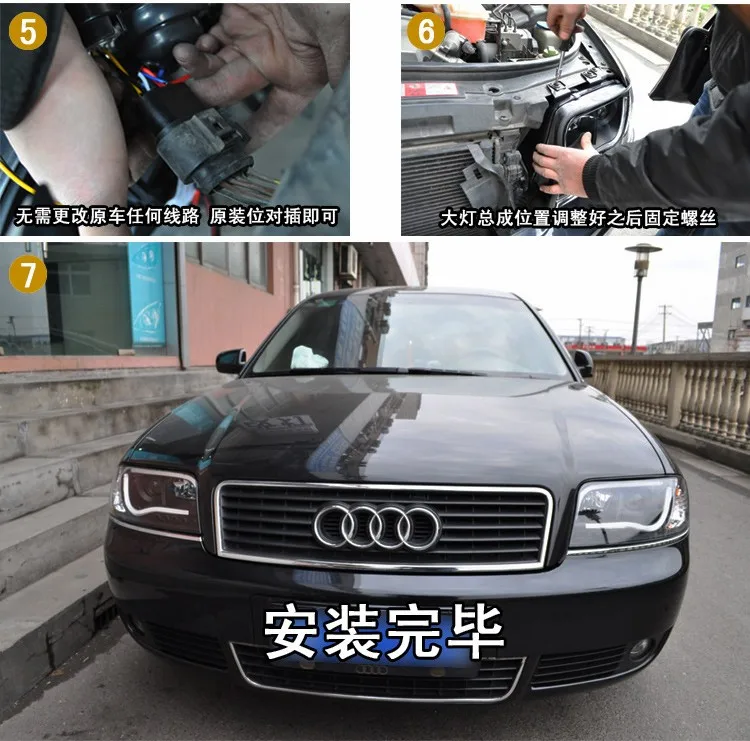 JGD абсолютно стиль для Audi A6 светодиодный налобный фонарь 1997-2004 Биксеноновая фара светодиодный DRL Автомобильные фары