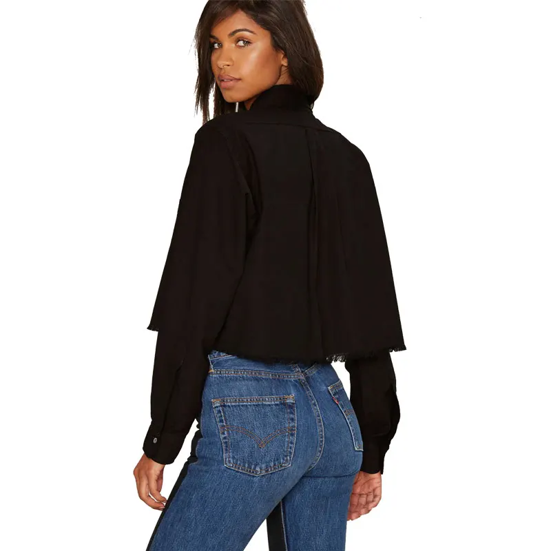 Женская короткая блузка с длинным рукавом BF повседневная блузка-кардиган для