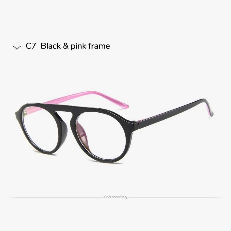 Black pink Toketorism, круглые ретро очки для глаз, для мужчин, оправа для очков, женские трендовые очки 5142 - Цвет оправы: Black pink