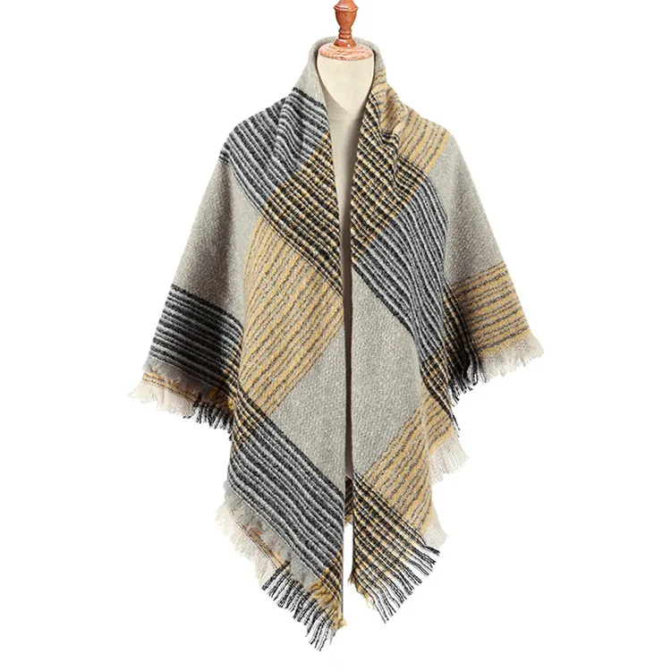 F2 Squre scarf Полосатый Женский шарф, зимние кашемировые шарфы, квадратные шали для женщин, вязаные шарфы, бандана, теплые шарфы - Цвет: F2 Squre scarf