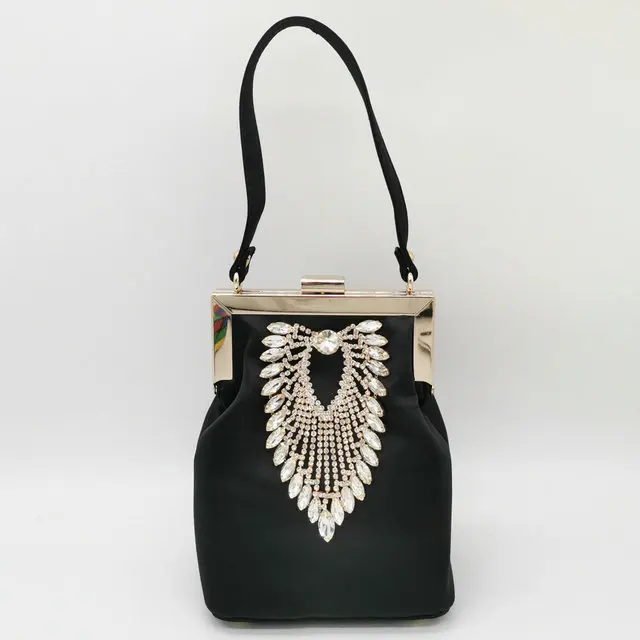 Black Evening Bag Boutique De FGG Diamond Для женщин атлас вечерние сумочки Сумка свадебный коктейль из металла сумка-клатч Люкс Кристалл сумки-клатчи сумка - Цвет: Black Evening Bag